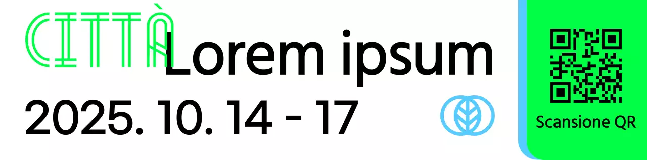 Un cartello promozionale con un annuncio di mercato delle pulci verde cielo nero e diverse illustrazioni di forme.