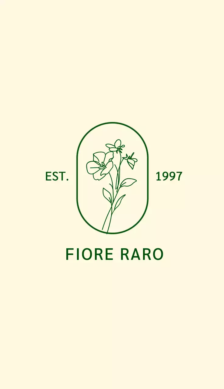 Biglietto da visita di un negozio di fiori con logo illustrato su sfondo giallo