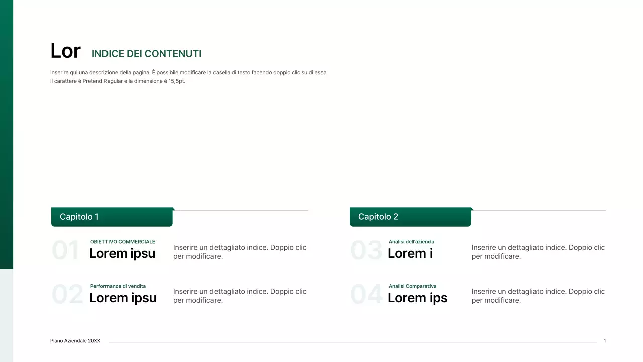 Kit per la presentazione di un business plan con un concetto di indice gradiente in verde