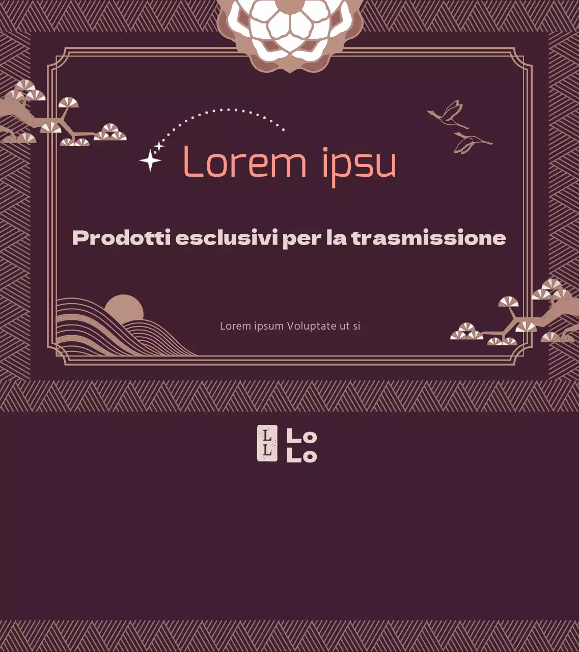 Guida ai prodotti di medicina orientale con concetto di cornice tradizionale in viola scuro e bianco