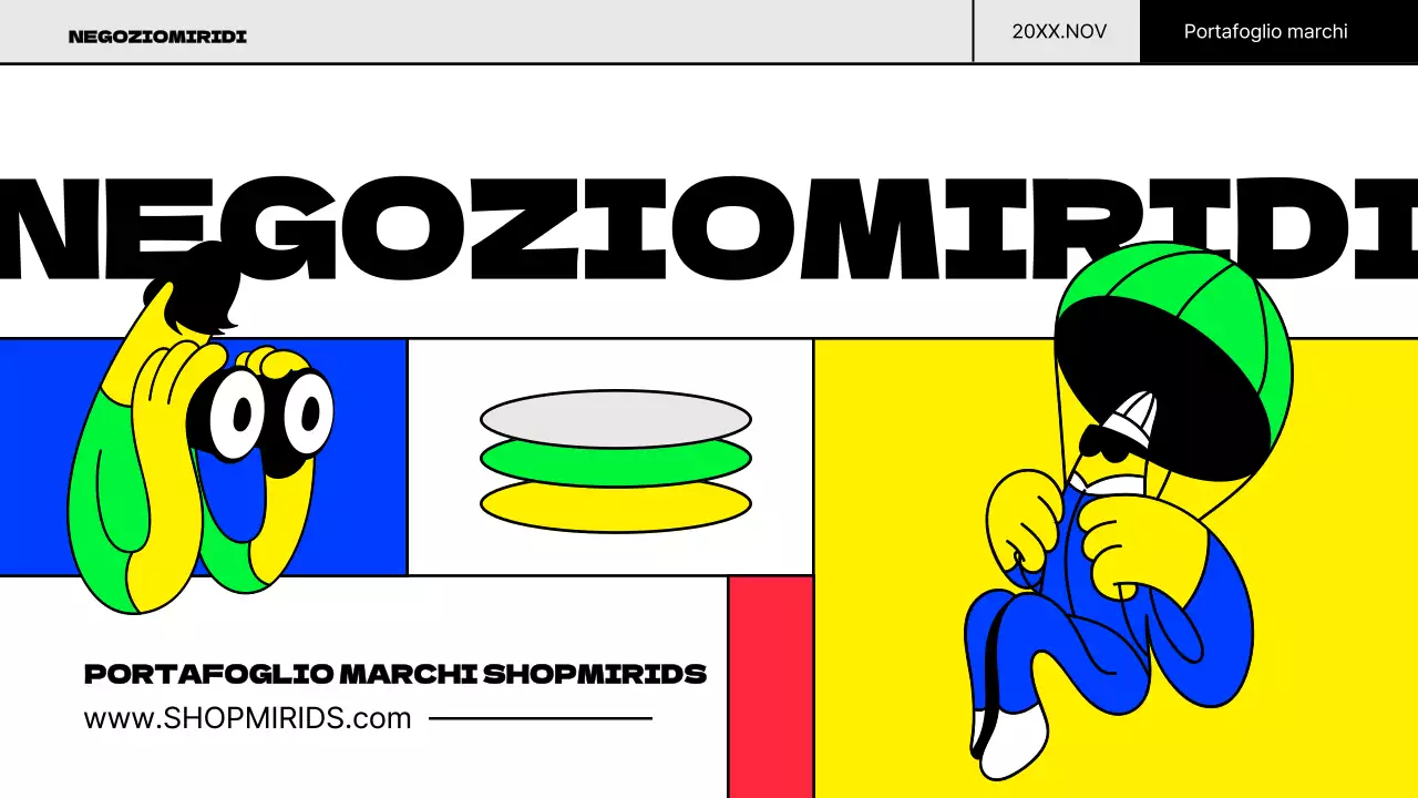 Illustrazione pop del concetto di marchio portfolio con colori fluorescenti