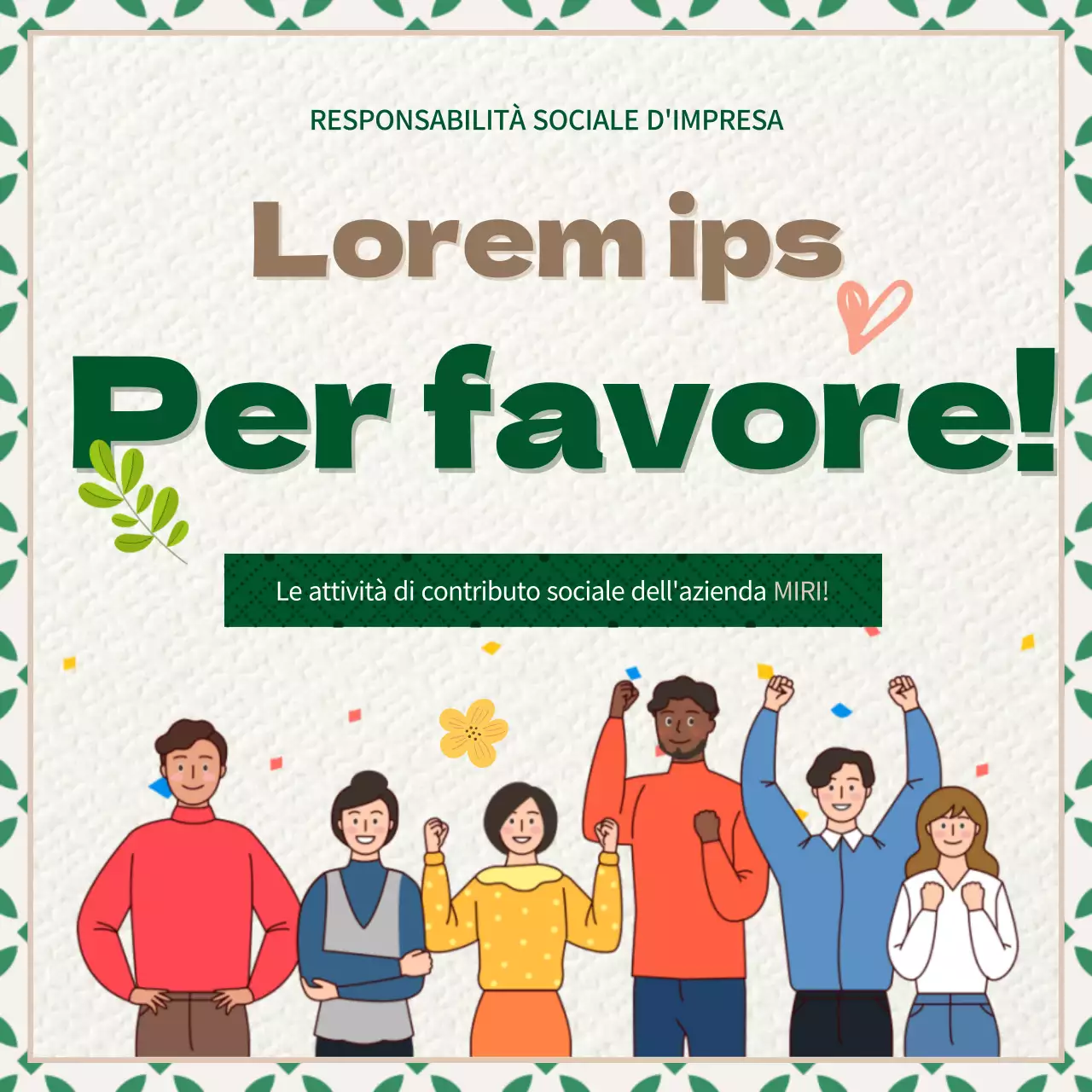 La responsabilità sociale d'impresa nelle illustrazioni in verde e marrone