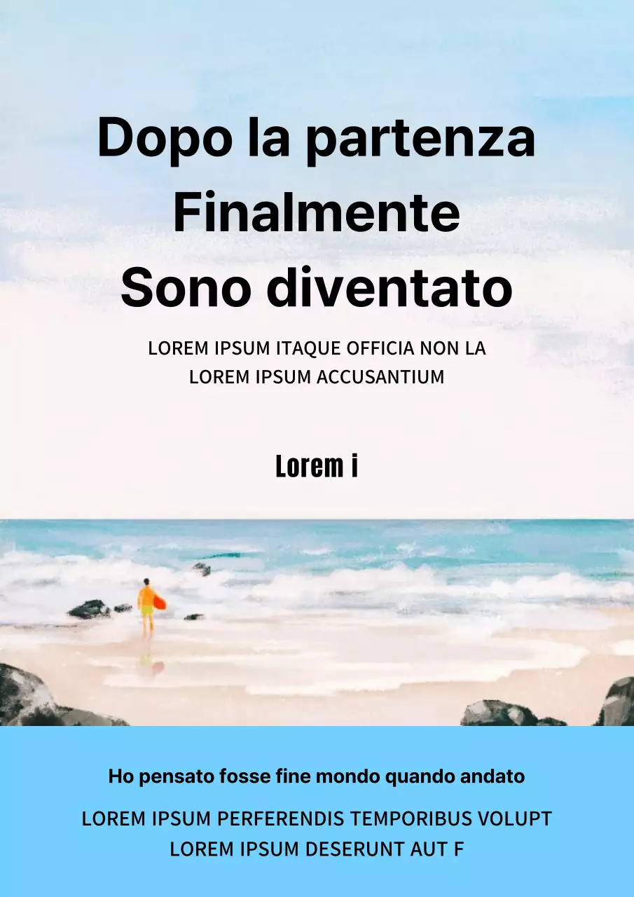 Illustrazione su tema azzurro caldo paesaggio marino Saggio di uscita