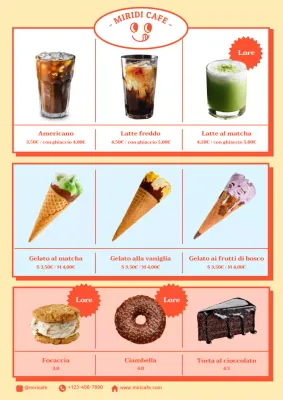 Simpatico manifesto di menu illustrato a tinte pastello per un caffè