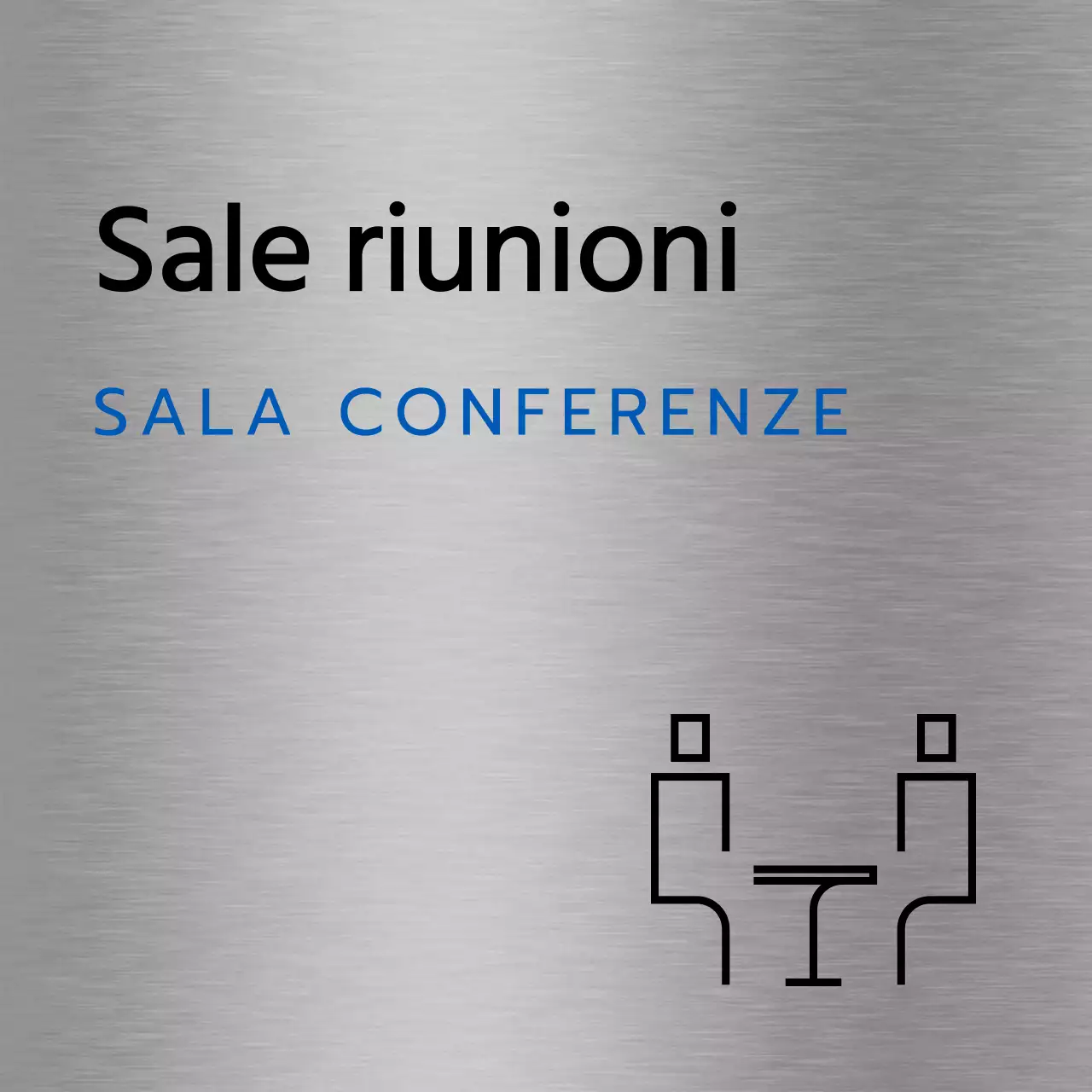Nomi di luoghi e planimetrie aziendali con semplici icone nere e blu