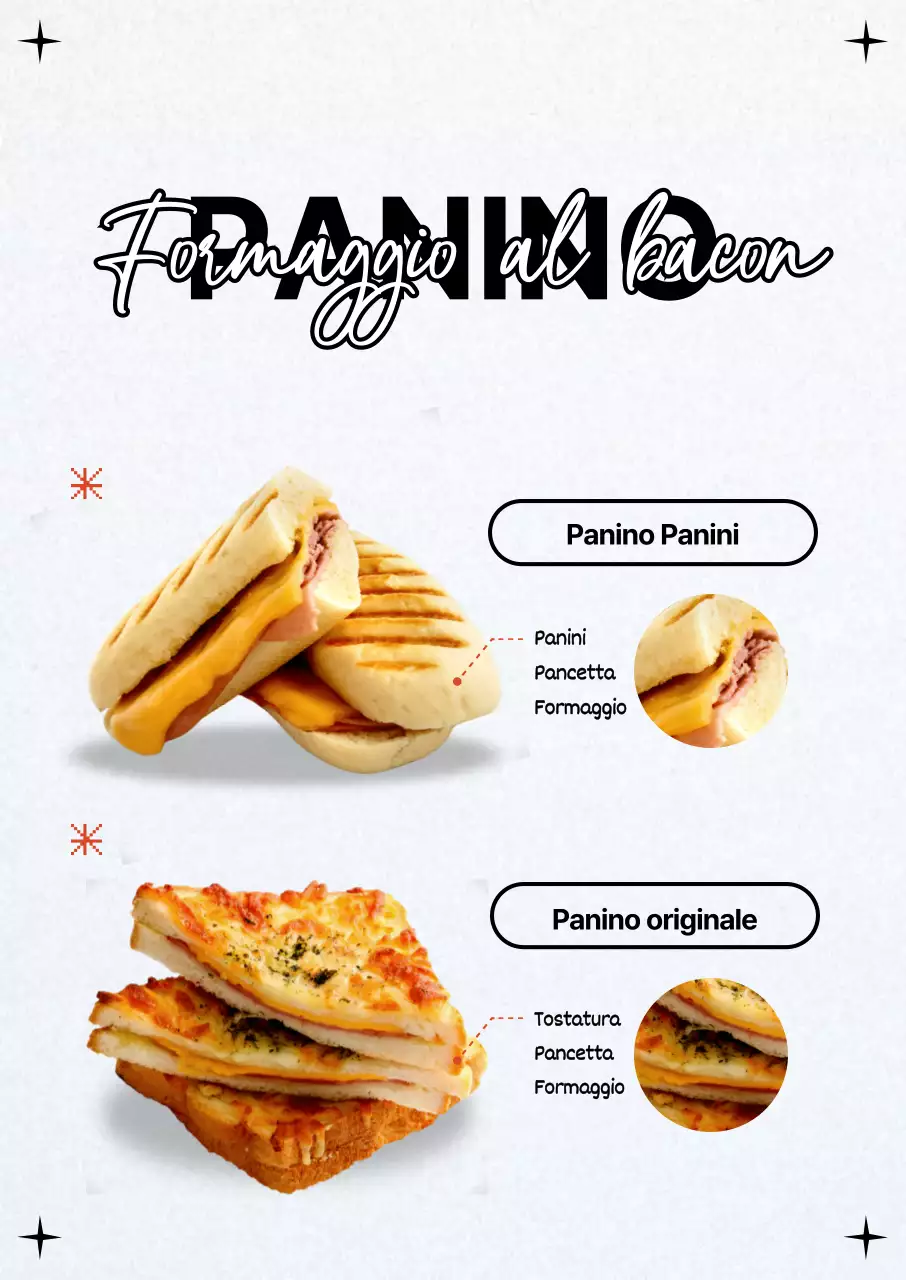 Promuovere un menu di panini pulito e in bianco e nero