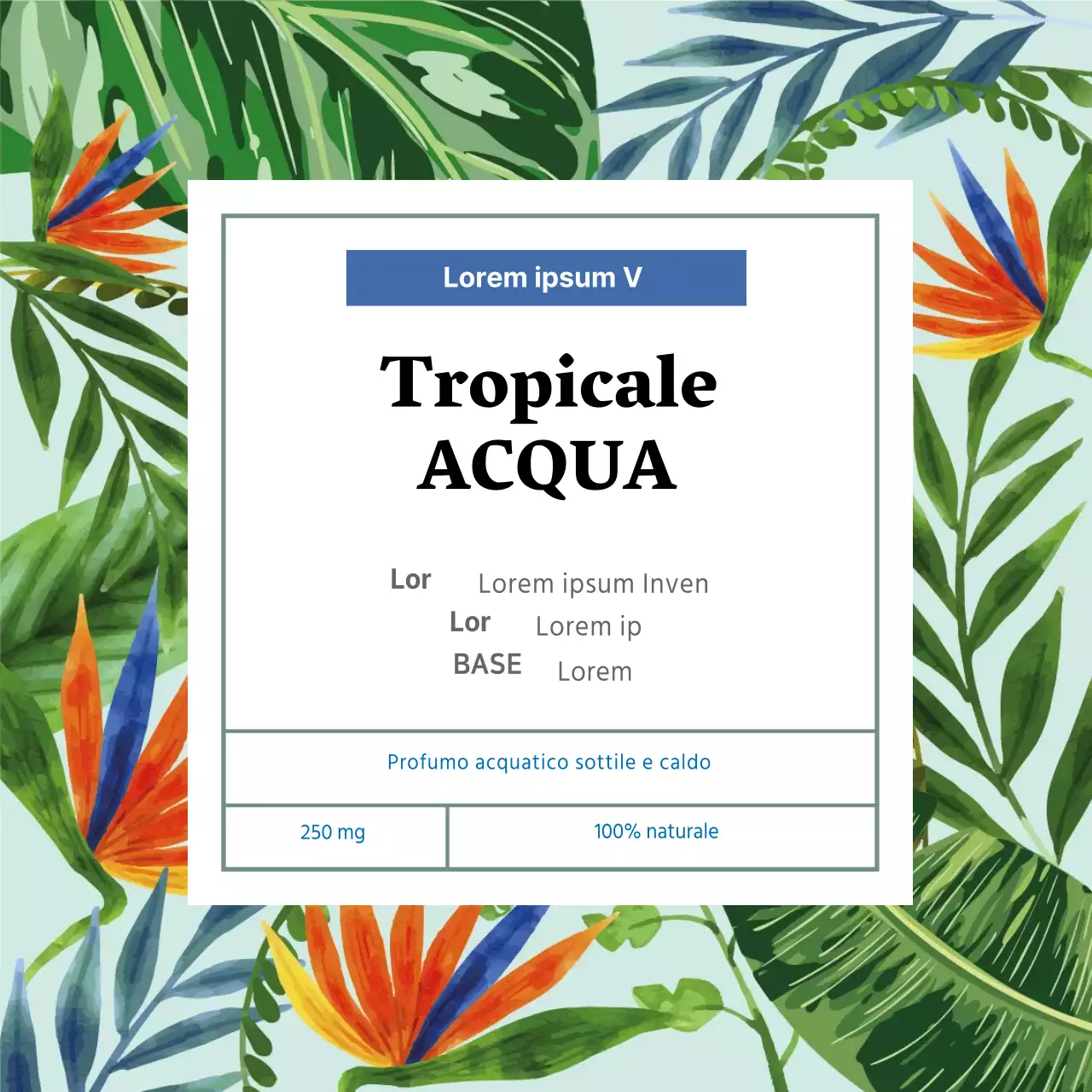 Verde Verde illustrazione modello etichetta profumo tropicale