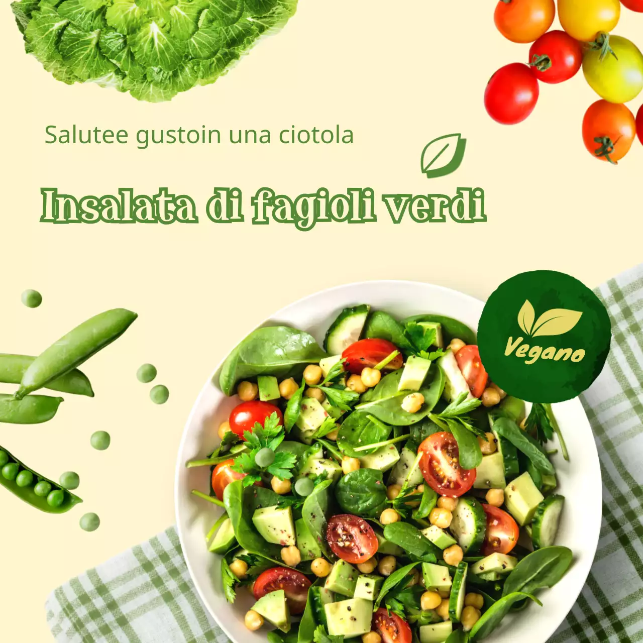 Insalate verdi, sane e fresche Tema vegano