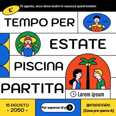 Annuncio di festa estiva in piscina con un tocco di bianco e nero