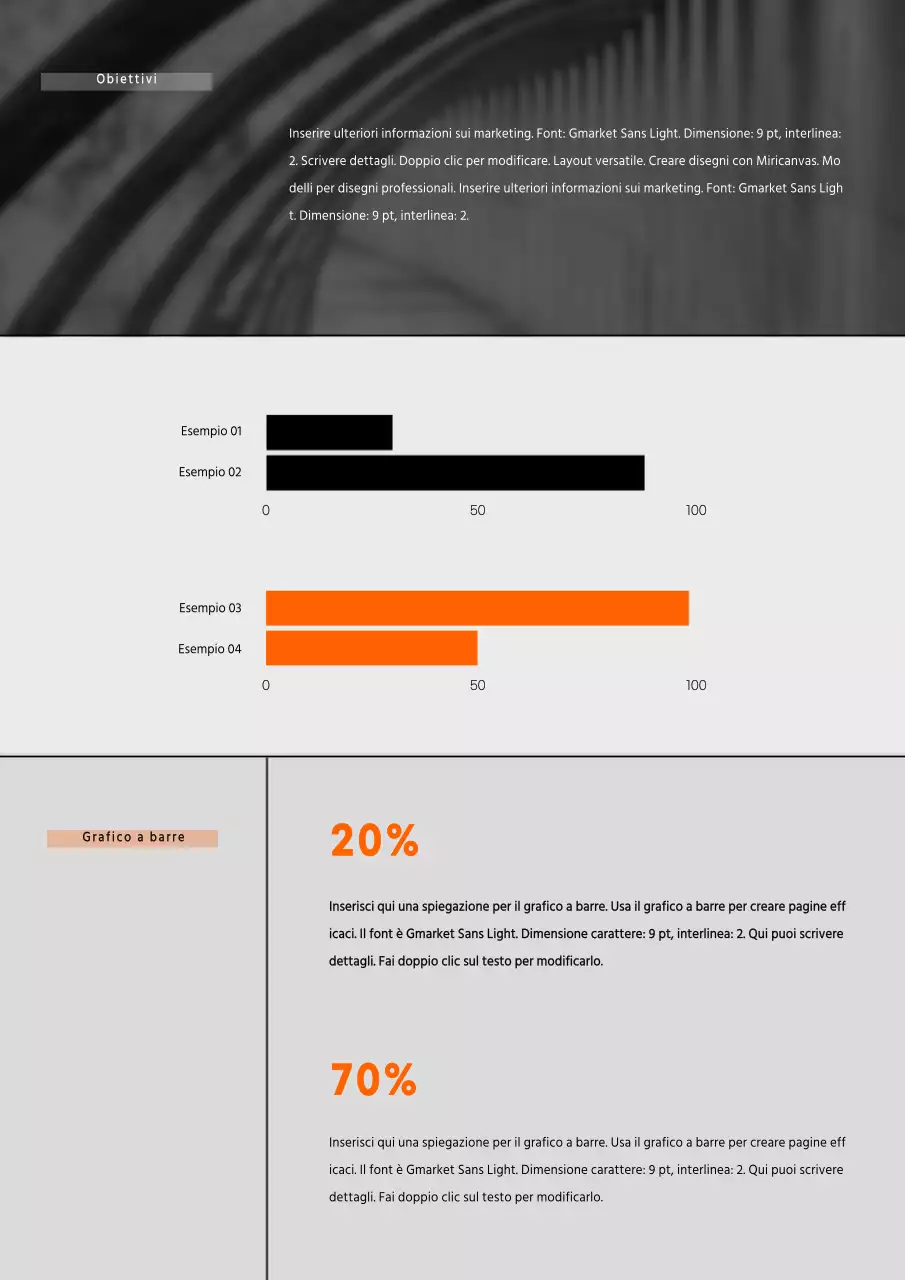 Proposta di marketing aziendale con un concetto semplice in bianco e nero