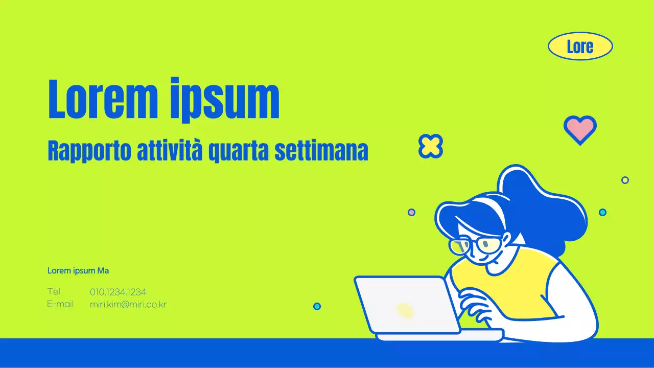 Un bel rapporto di attività per i sostenitori in verde e blu lime