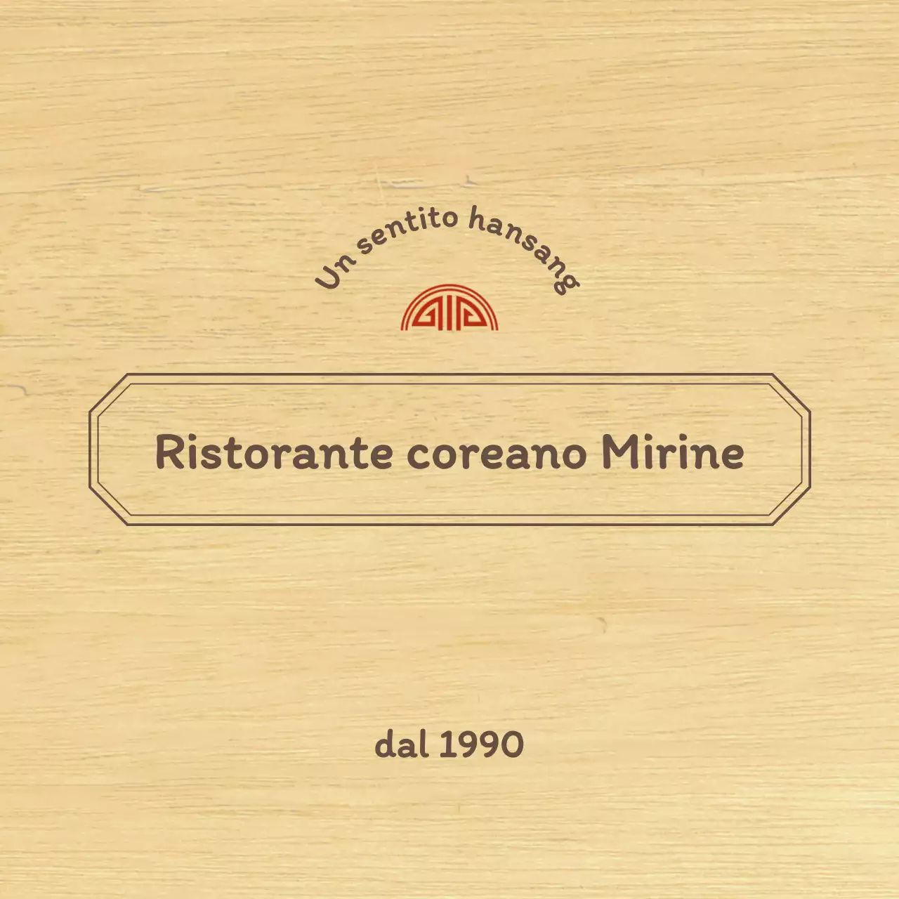 Design di un ristorante coreano con un bordo concettuale pulito in marrone e rosso