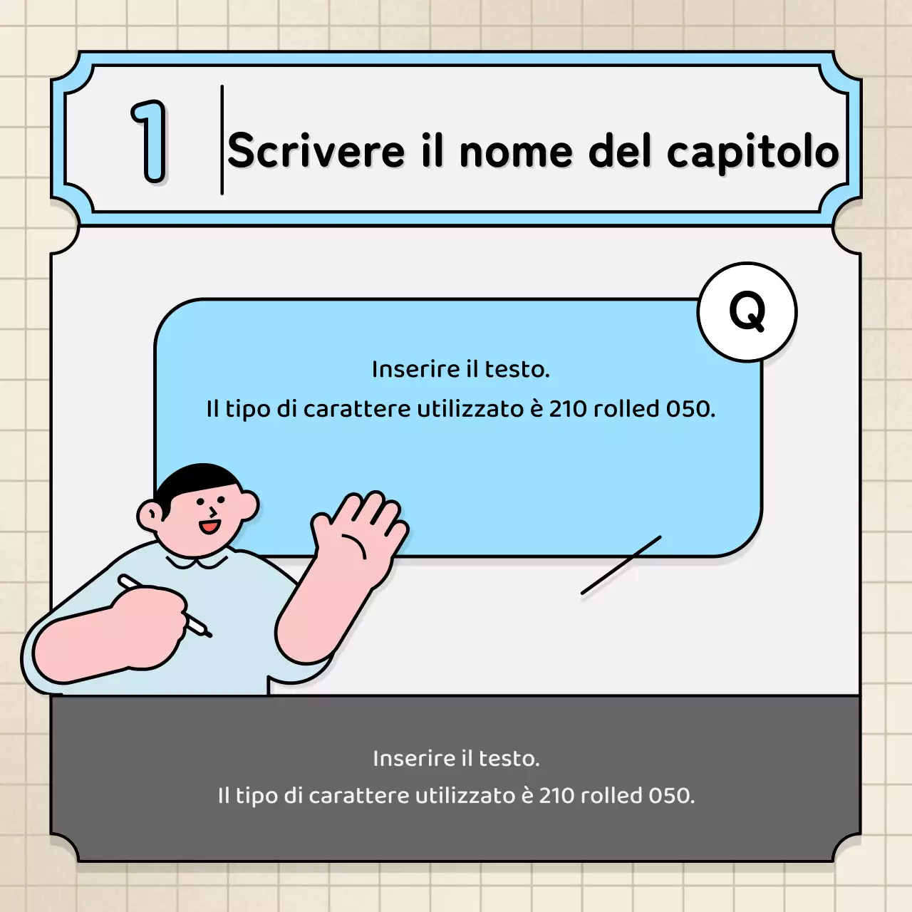 Bolle vocali azzurre e gialle e stile illustrativo simpatico