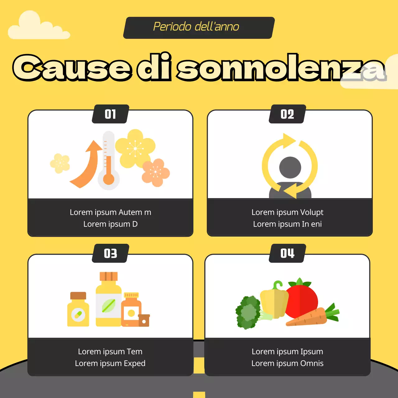 Concetto di guida sonnolenta in giallo e grigio illustrazione