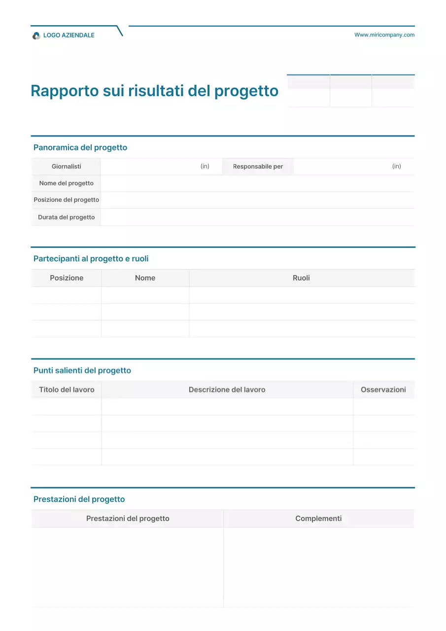 Relazione di progetto di concetto semplice in bianco e turchese