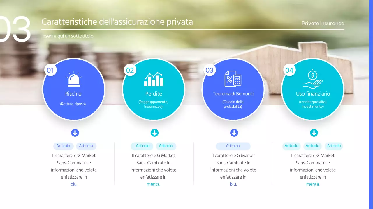 Una semplice presentazione assicurativa blu e azzurra