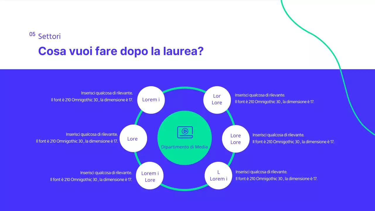 Una moderna presentazione del dipartimento di relazioni pubbliche dell'università in bianco e blu