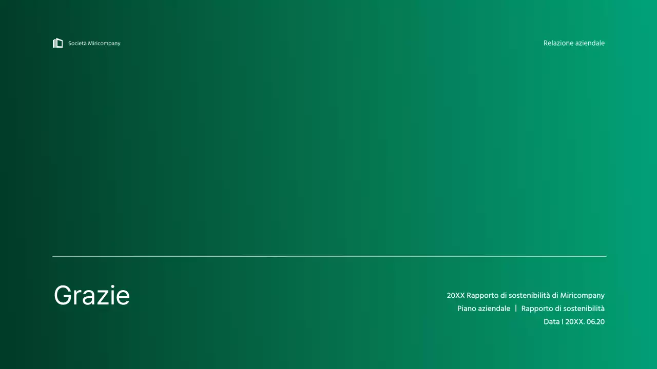 Semplice presentazione infografica aziendale con gradienti blu e verdi