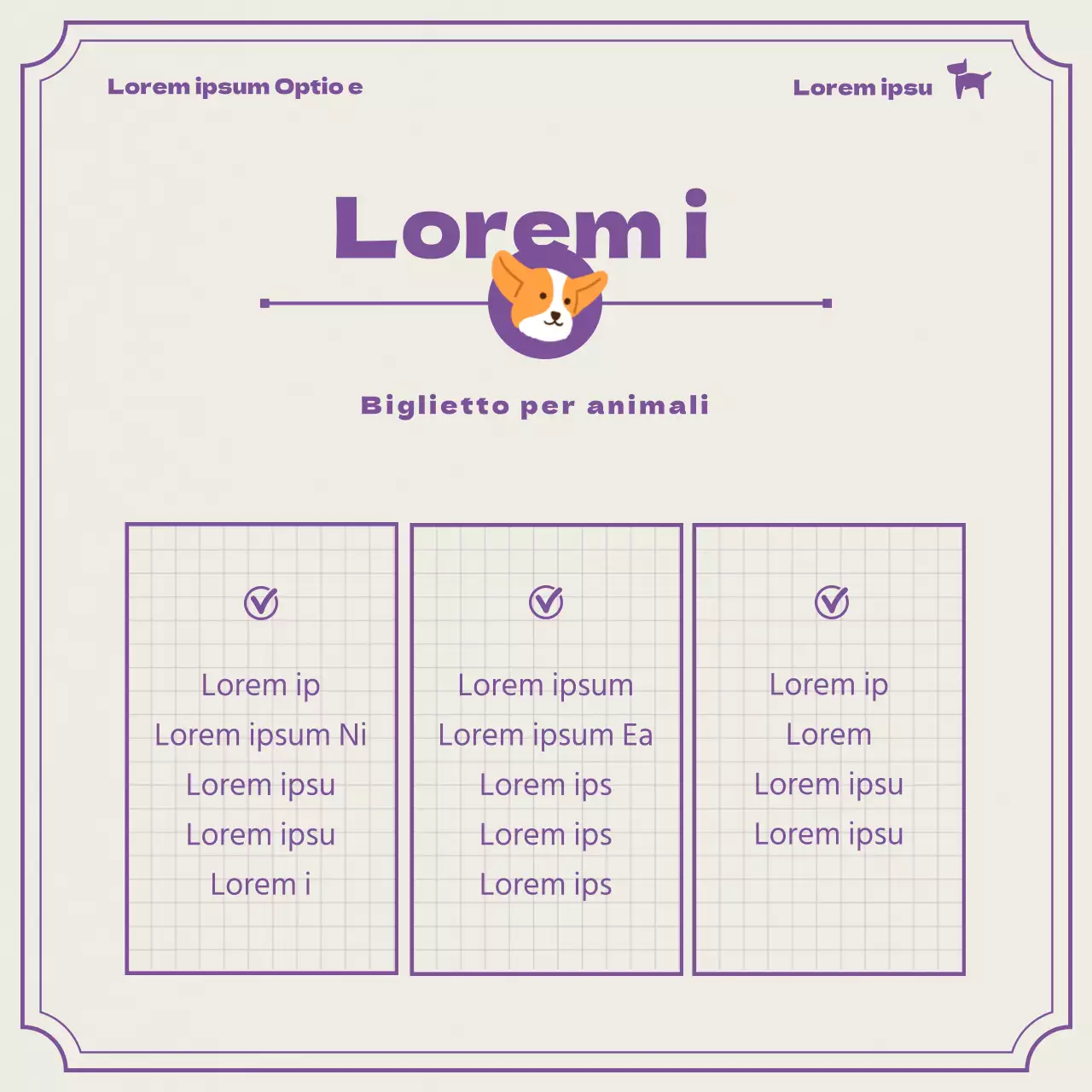 Informazioni sui biglietti per gli animali domestici viola