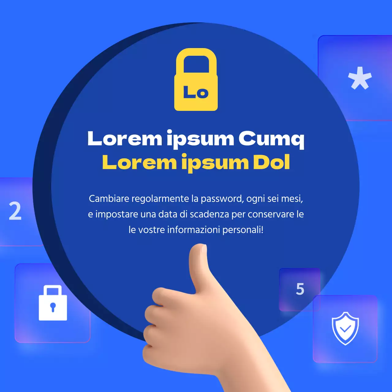 Informazioni ordinate sulla combinazione di password blu e gialla