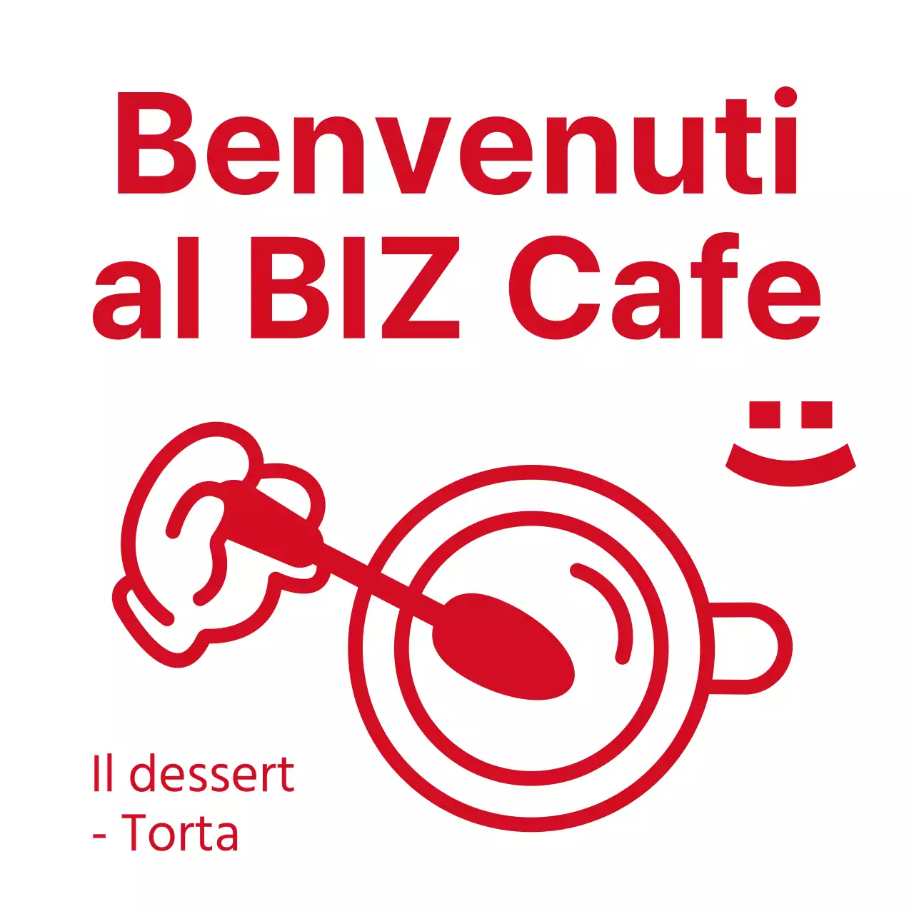Illustrazioni semplici e simpatiche e frasi di testo in rosso si combinano per creare uno stile cafe