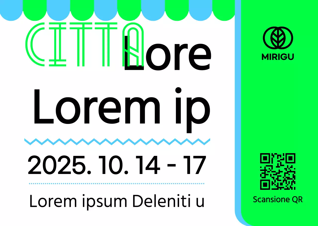 Un cartello promozionale con un annuncio di mercato delle pulci verde cielo nero e diverse illustrazioni di forme.