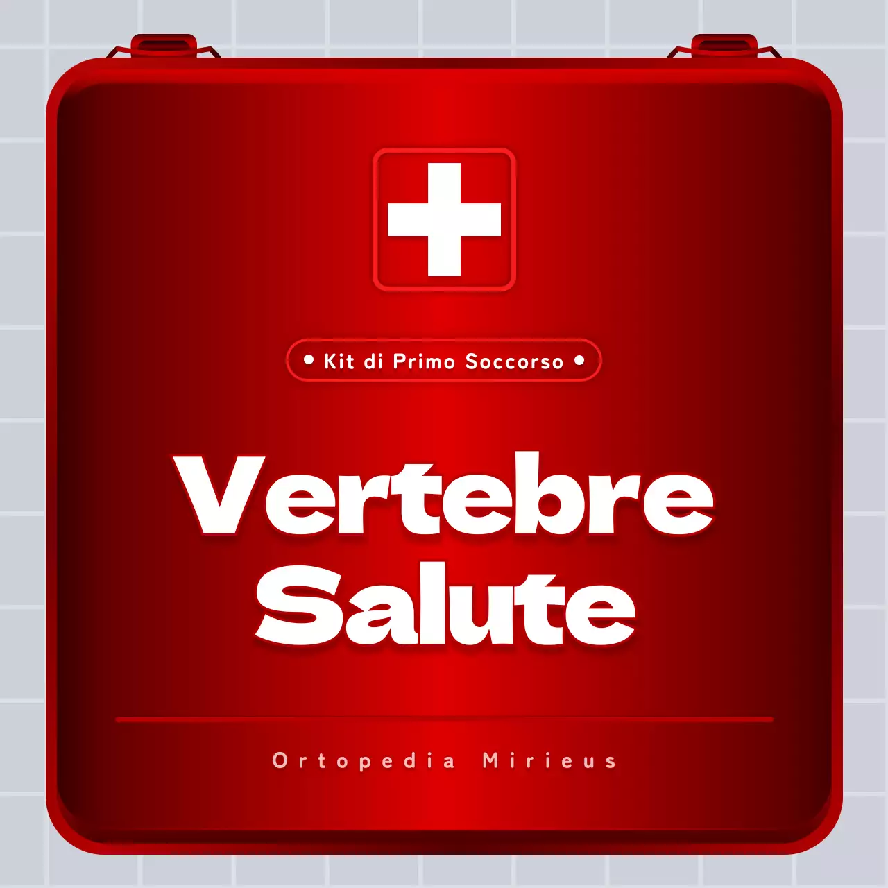 Concetto di kit di pronto soccorso in ferro rosso e bianco Informazioni sul disco lombare e promozione ospedaliera