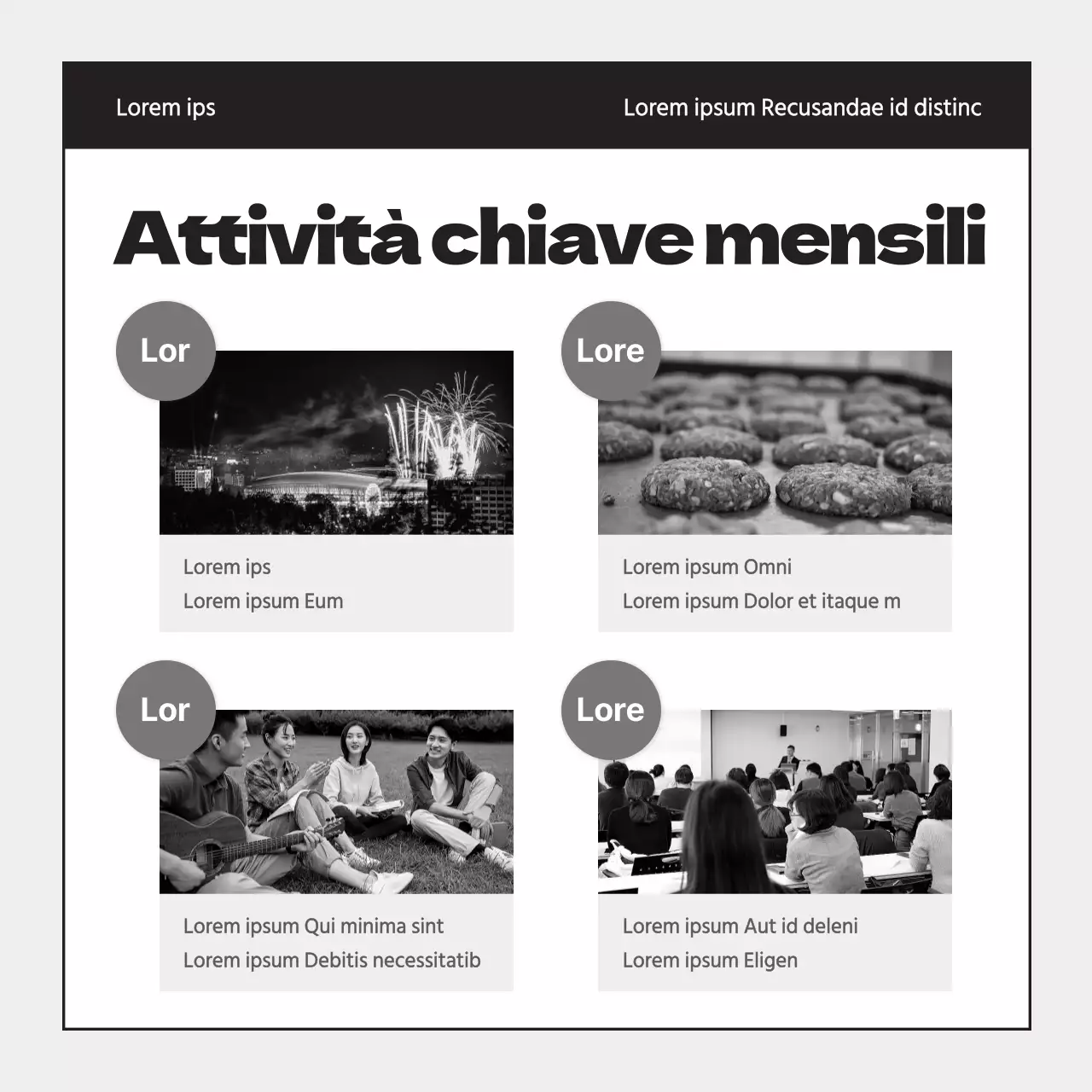 Un semplice rapporto di attività del sindacato studentesco in grigio e nero