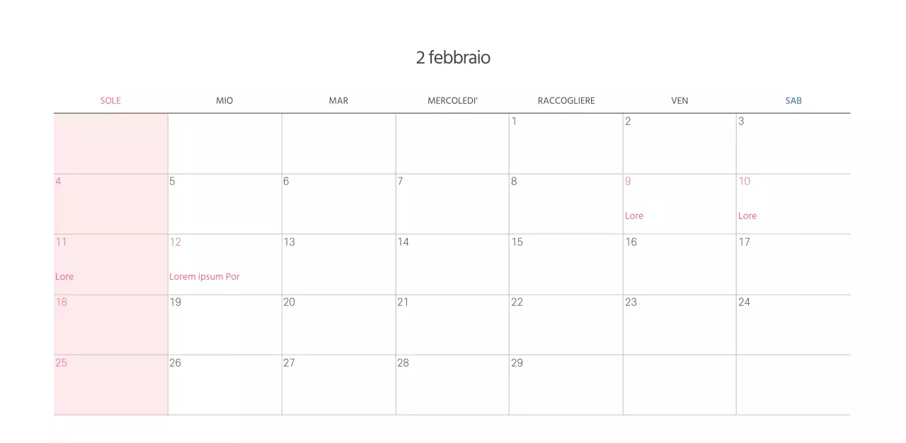 Calendario della chiesa con calde illustrazioni