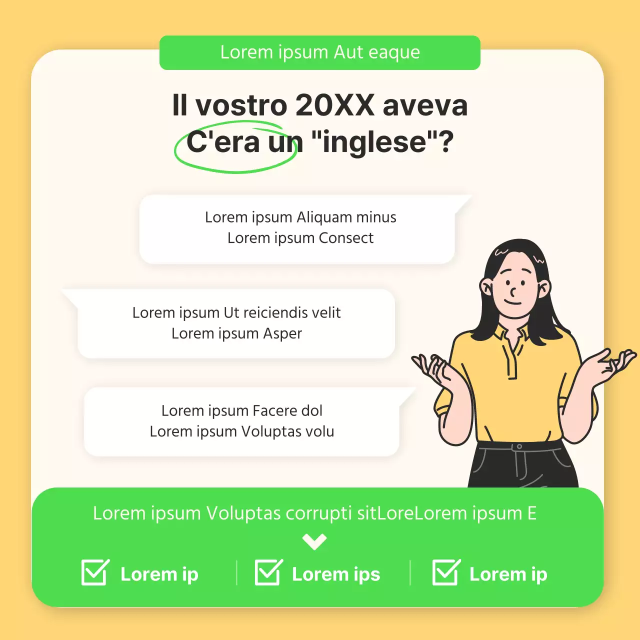 Sfida delle abitudini inglesi del nuovo anno in chartreuse e giallo