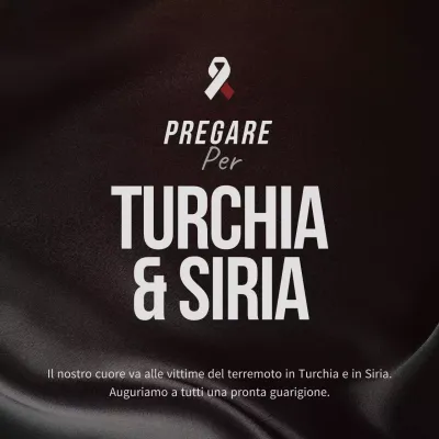 Testo di cordoglio per i danni del terremoto su sfondo nero