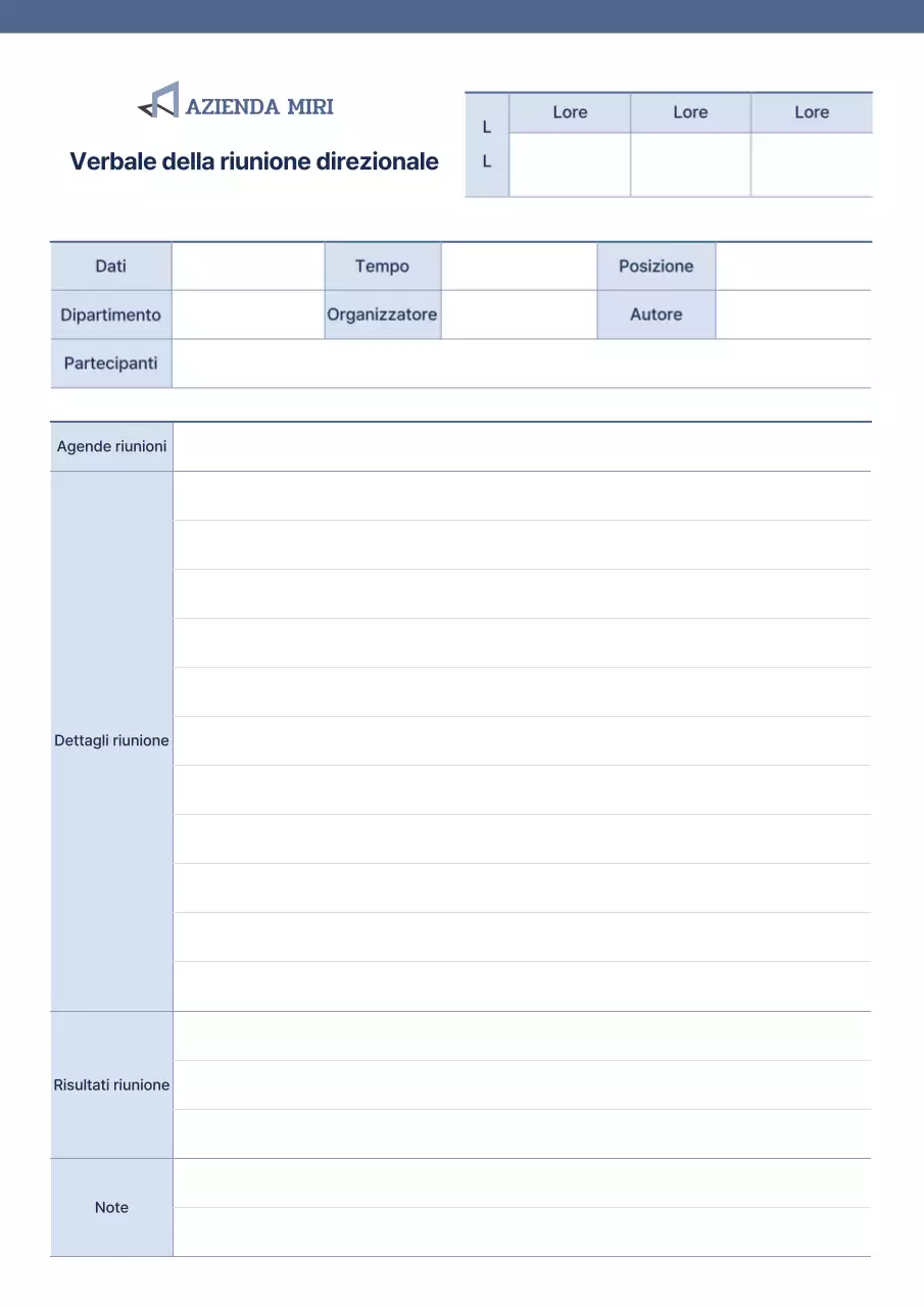 Verbale di riunione dell'esecutivo evidenziato in blu