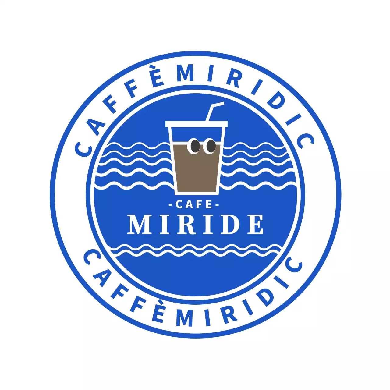 Blu carino caffè illustrazione caffè logo sottobicchiere per caffè