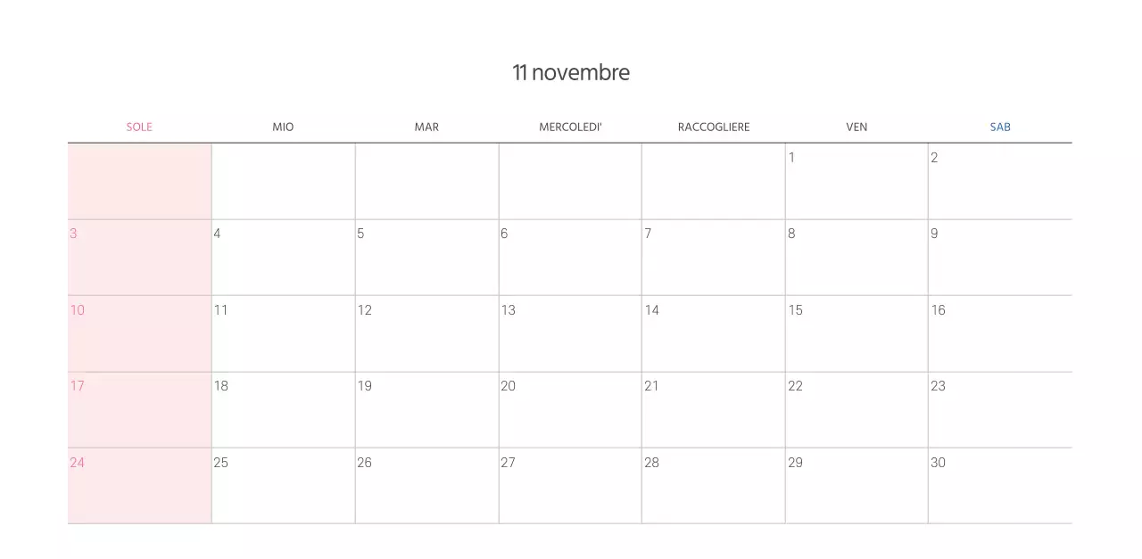 Calendario della chiesa con calde illustrazioni