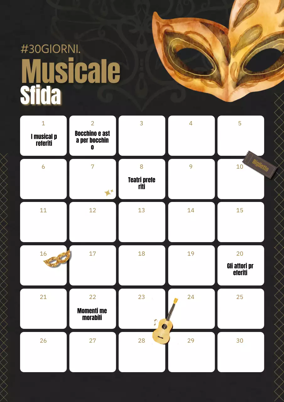 Poster musicale classico per la sfida dei 30 giorni in marrone