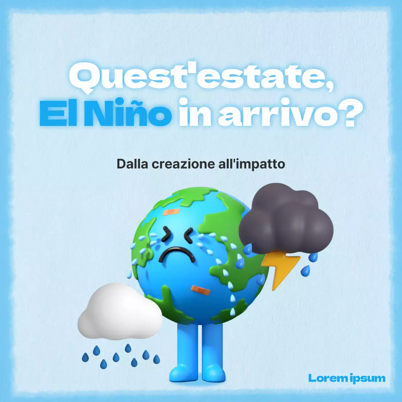 Un concetto semplice e carino in blu per il post di informazione sul clima