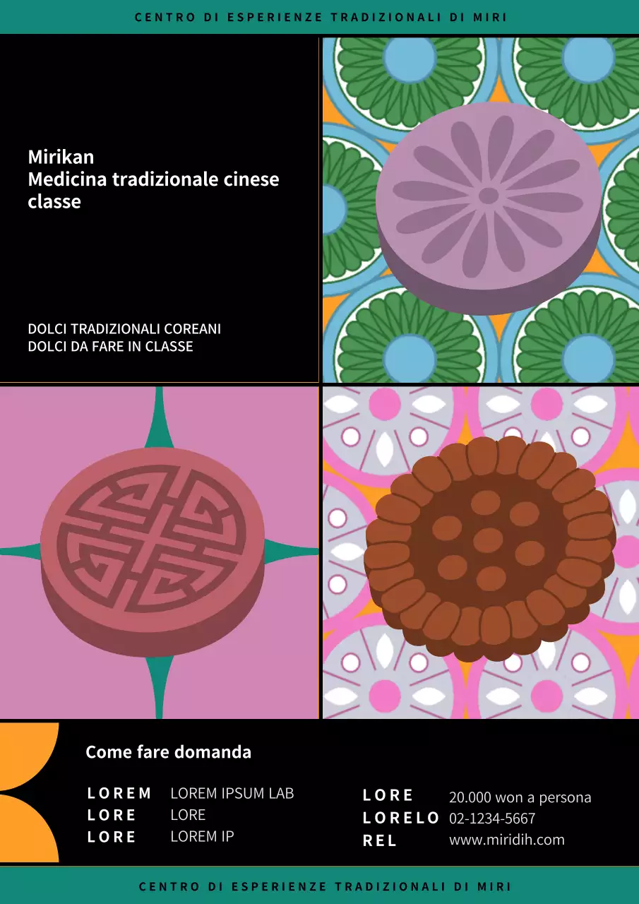 Poster con motivi tradizionali colorati Classe tradizionale coreana