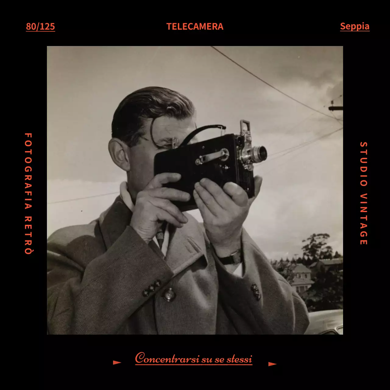 Merchandising con fotografie d'epoca in nero e rosso con un concept cinematografico