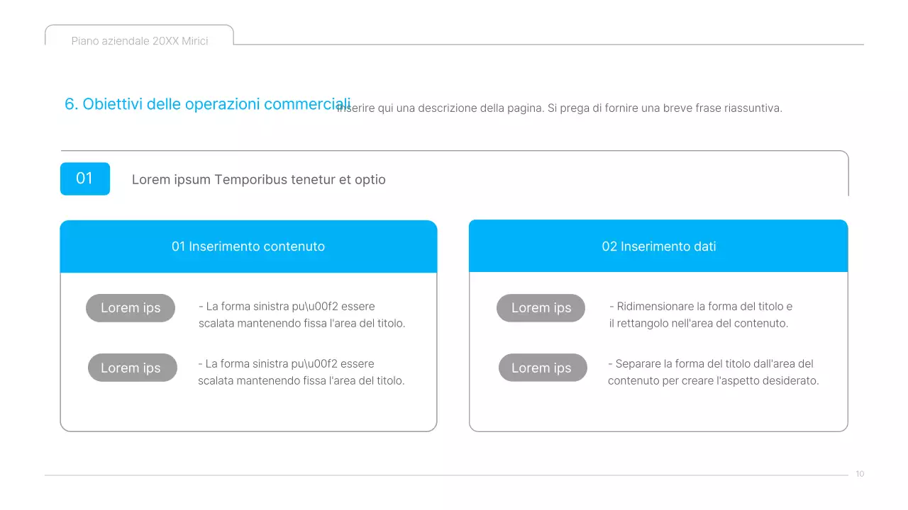 Una presentazione pulita del business plan dei contenuti culturali in bianco e blu