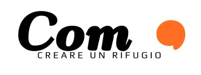 Logo aziendale di design spaziale con colori arancioni e neri puntati