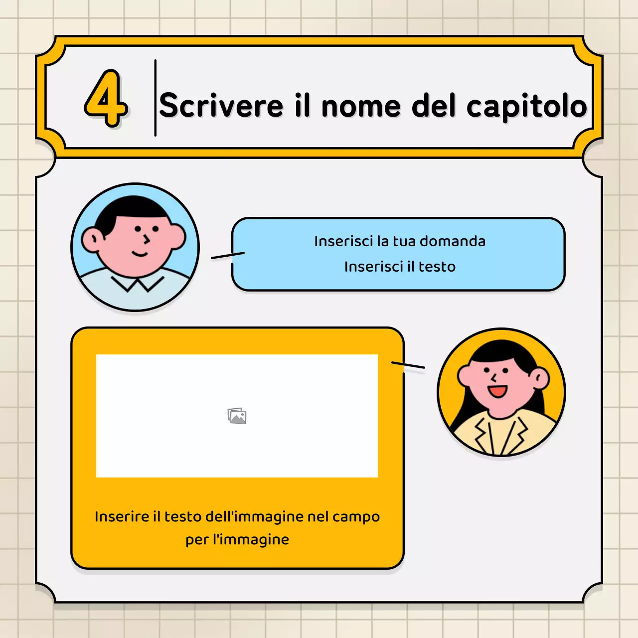 Bolle vocali azzurre e gialle e stile illustrativo simpatico