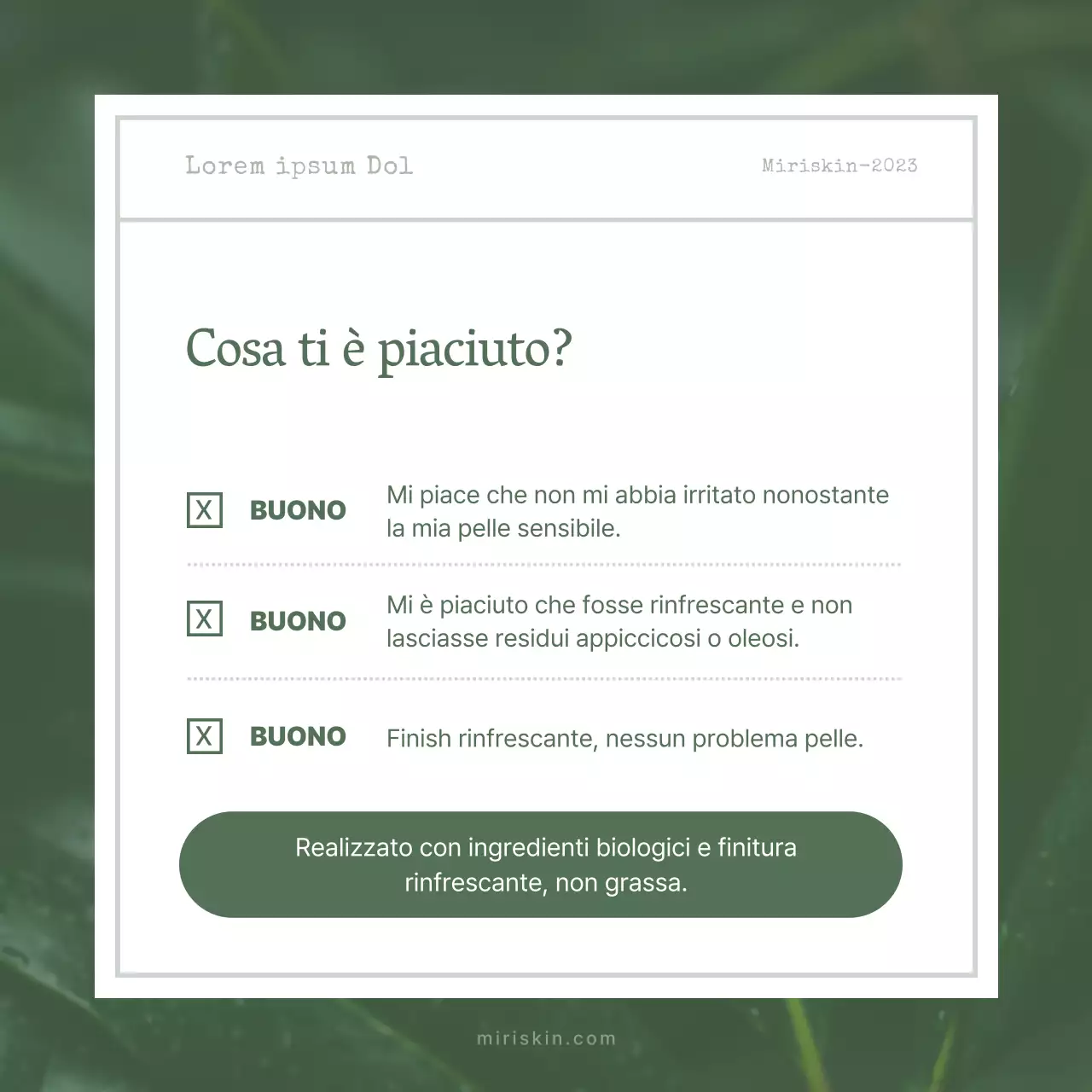 Recensione dei cosmetici biologici Green's