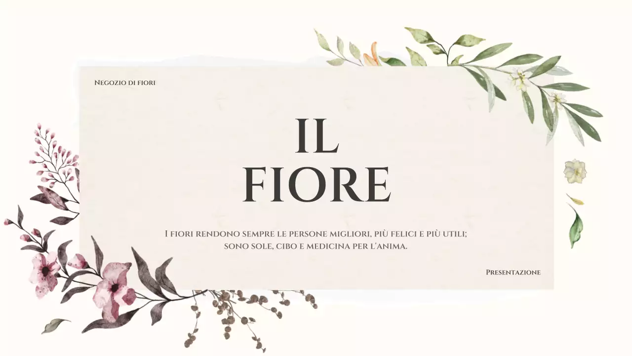 Introduzione al negozio di fiori con immagine acquerellata di fiori beige