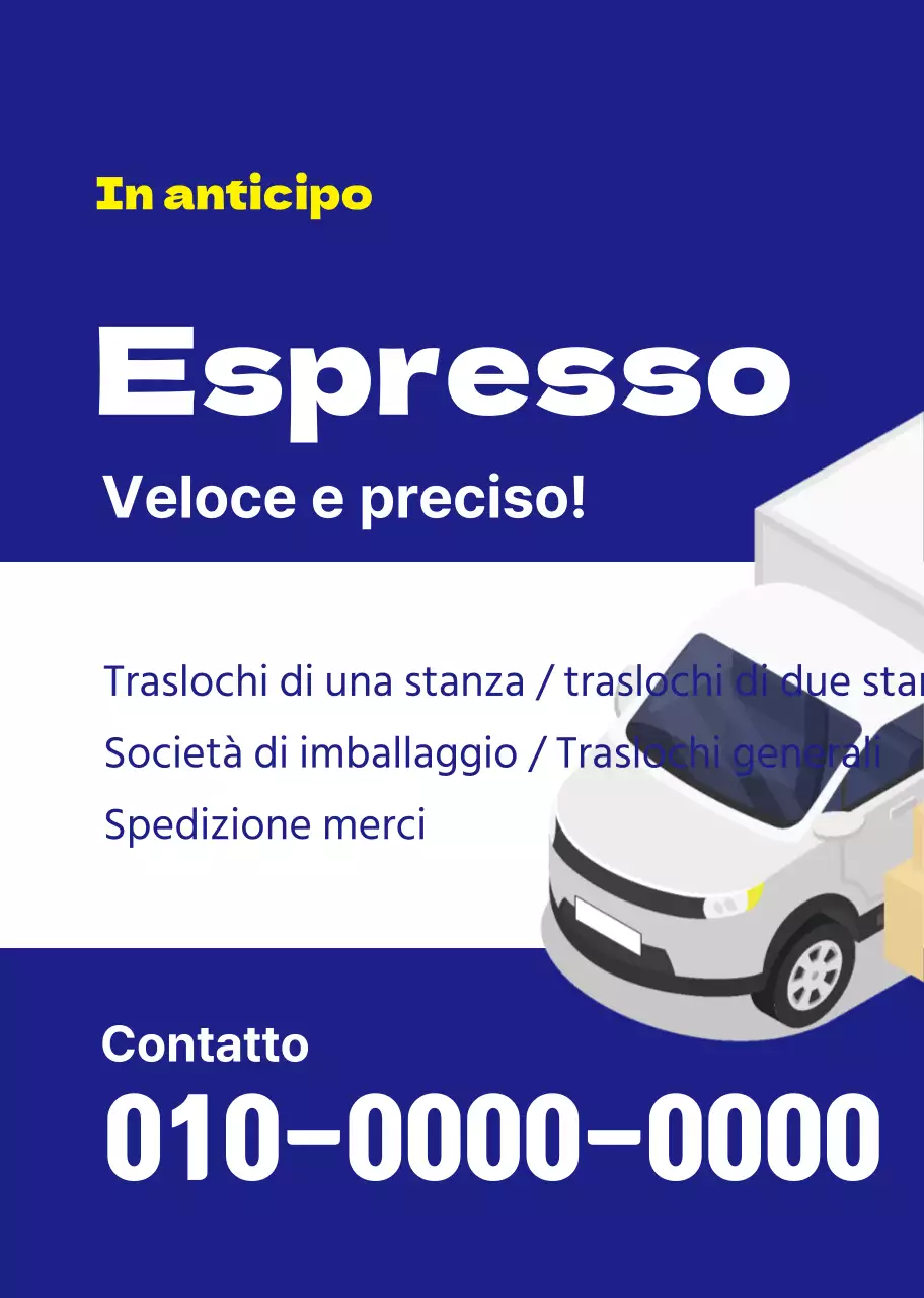 Illustrazione di un camion blu per promuovere un'azienda di traslochi