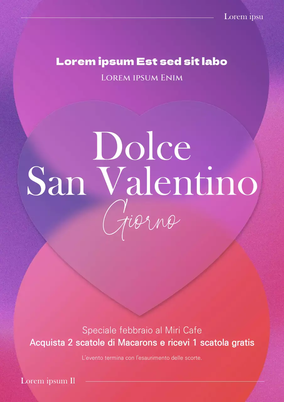 Giornata bianca con cuori e forme trasparenti viola