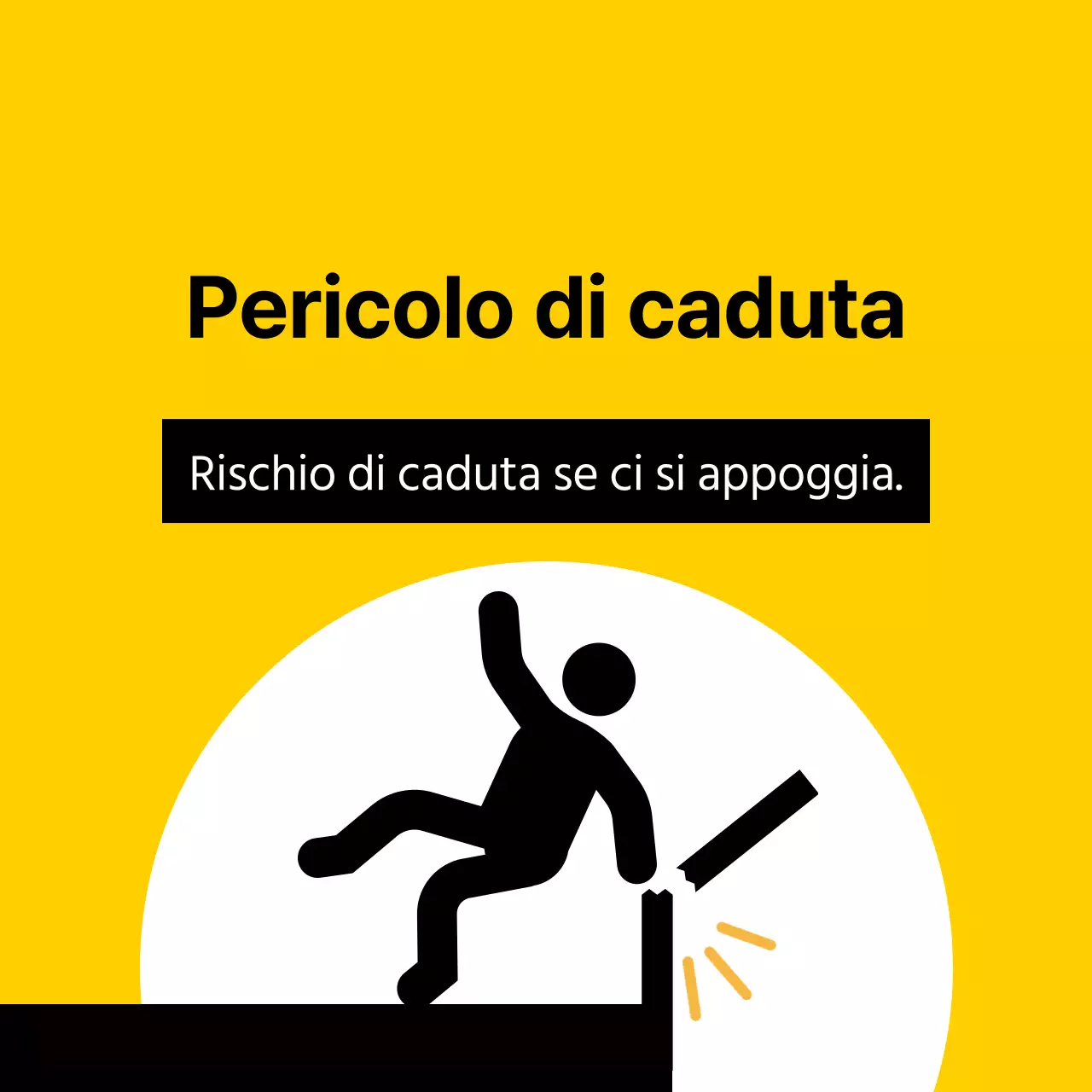 Un'avvertenza evidente con un pittogramma umano rosso e nero