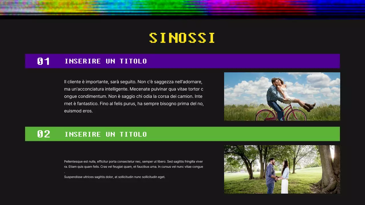 Proposta video per un concetto di trasmissione colorata e retrò