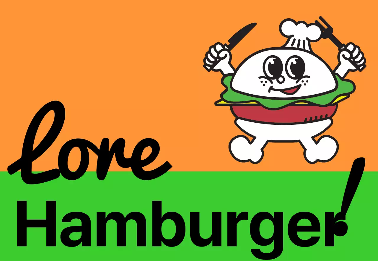 Un'insegna unica all'interno del punto vendita con il testo colorato e multicolore Meal Burger e i simpatici personaggi dell'hamburger