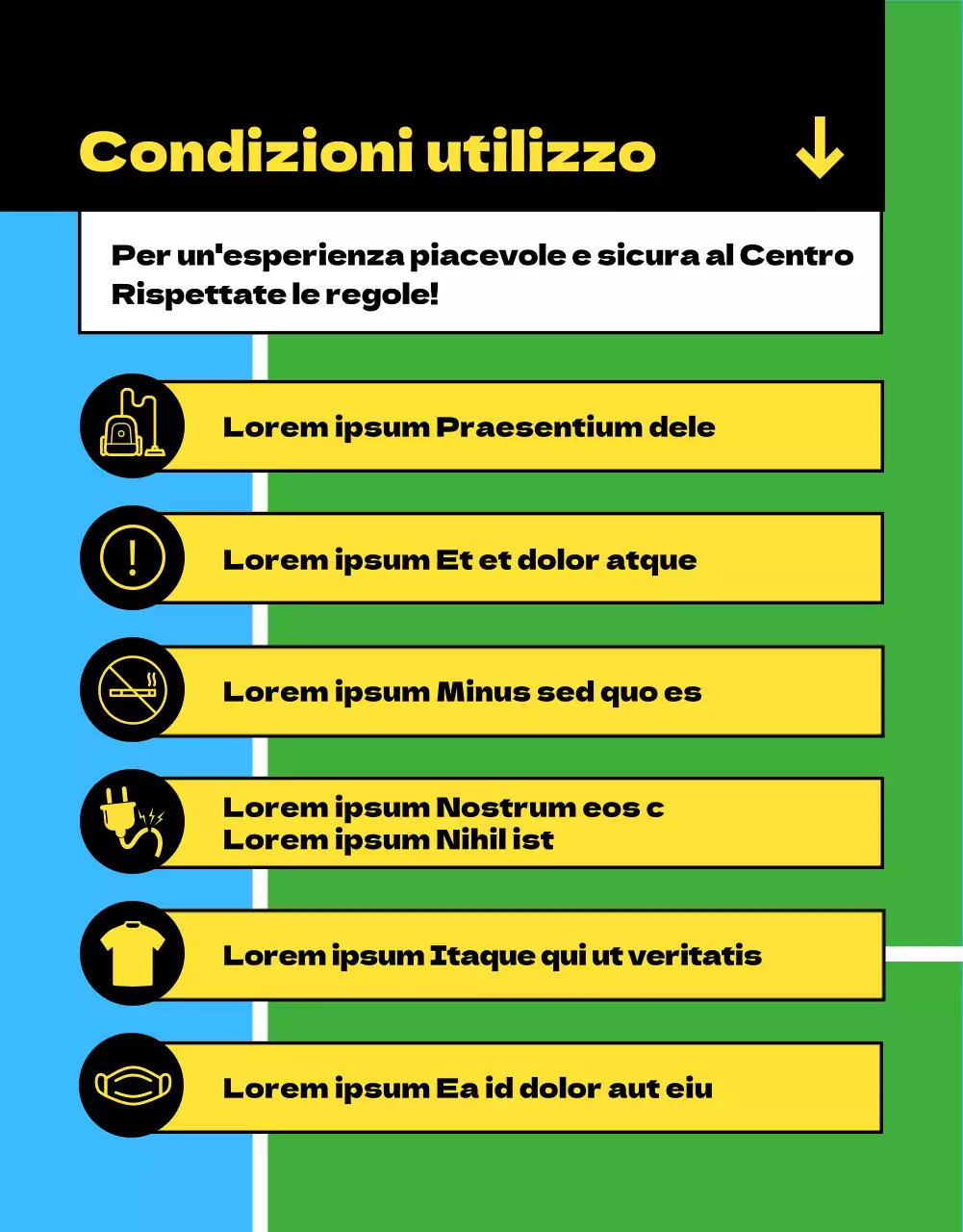 L'avviso di iscrizione al Centro sportivo blu-verde