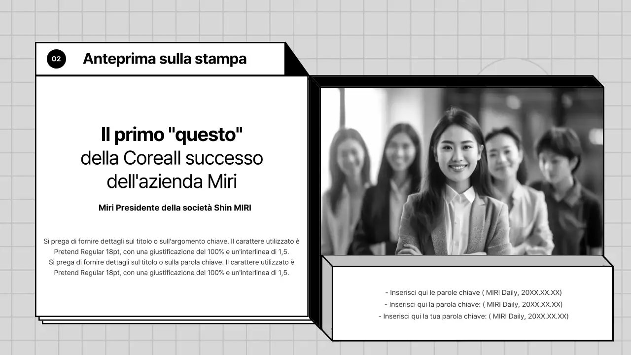 Un profilo aziendale grigio e geometrico per un'azienda PT